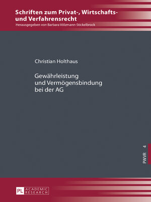 cover image of Gewährleistung und Vermögensbindung bei der AG